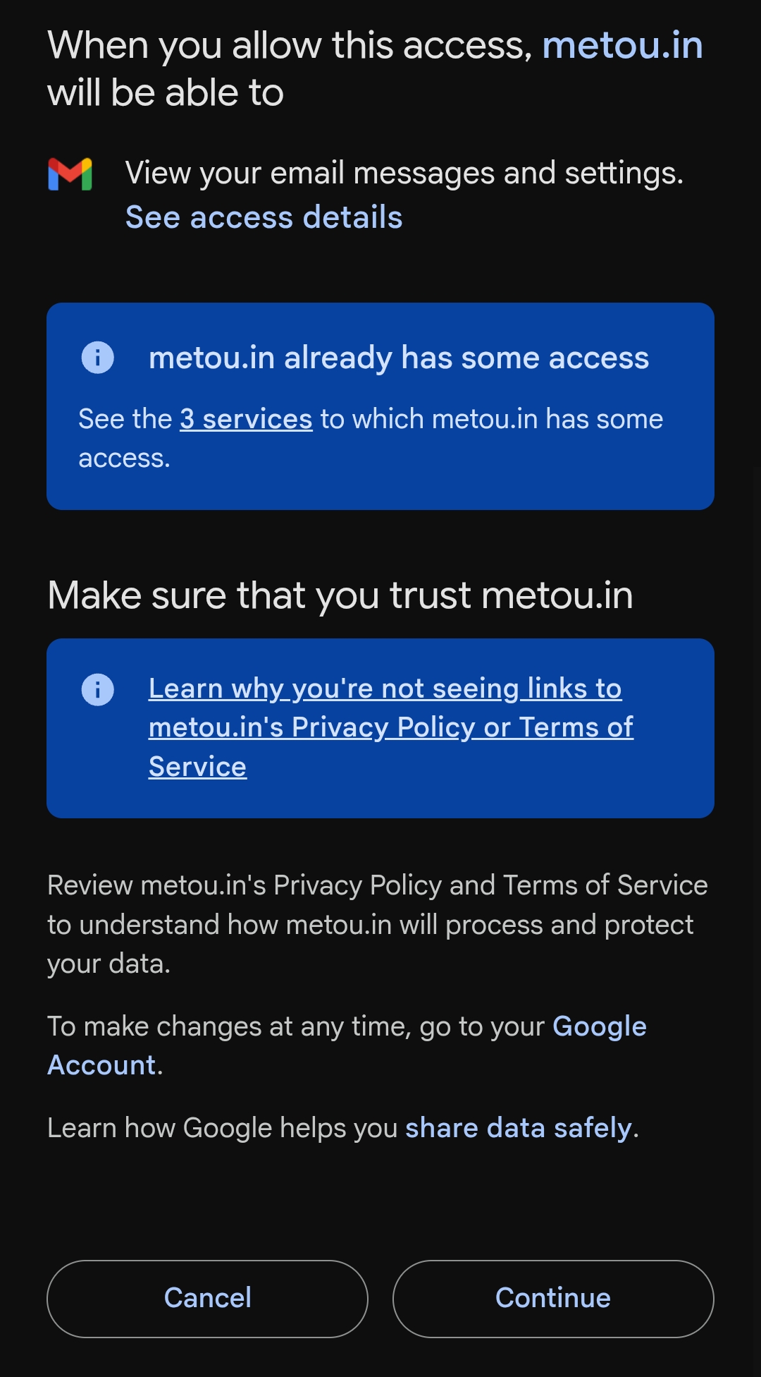 Browser warning step 2